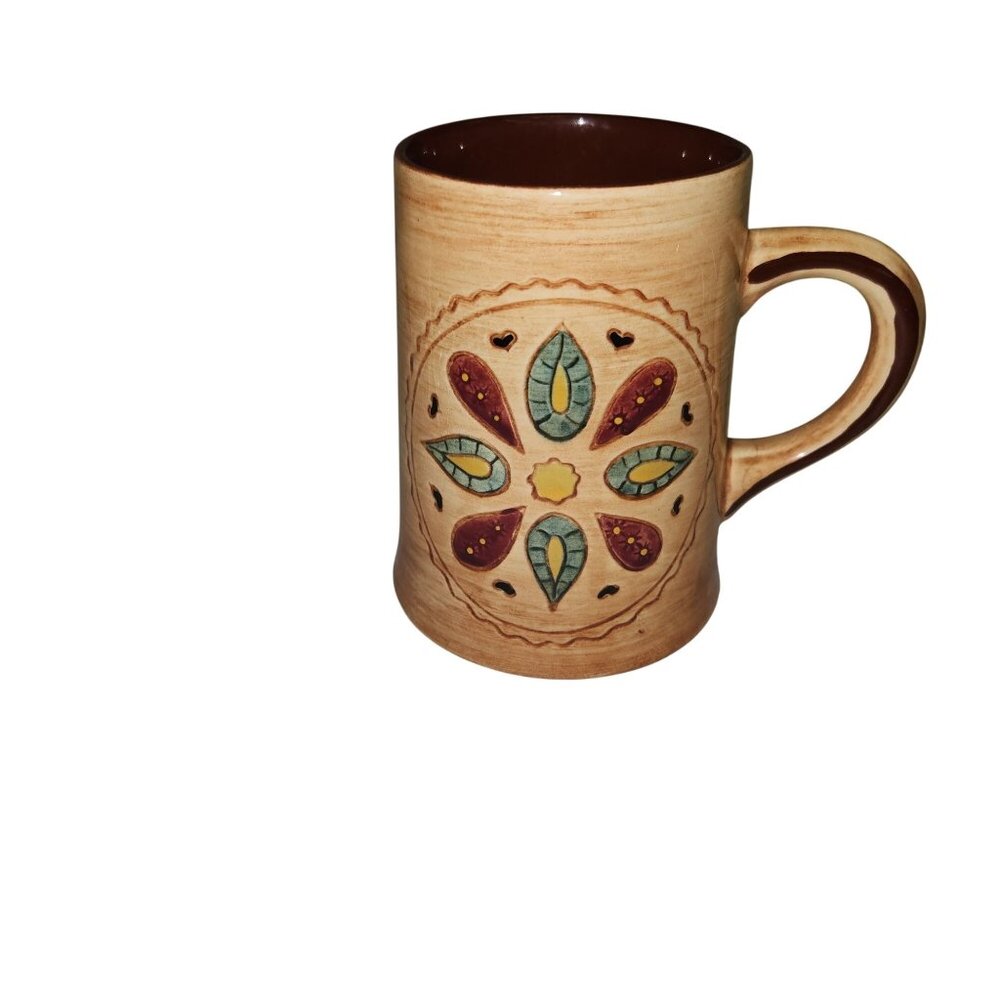 Handcrafted Pennsbury Pottery Mug With Rustic Floral Design HG11